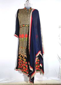 Navy Blue Embroidered Kurta Set (Women's)