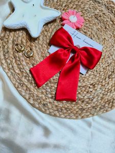 Hot Red Classic Bow Clip