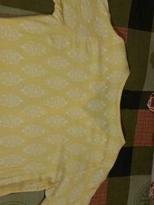 Yellow Printed Kurti Top