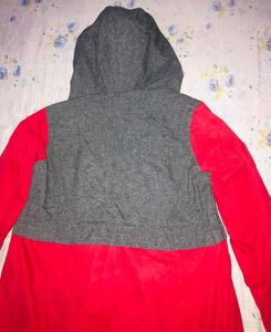Levi&#39;s Red &amp; Grey Hooded Jacket