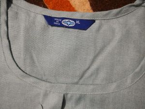 Grey Cotton Blend Tie Up Kurti