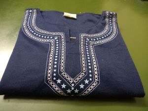 Navy Blue Printed Top for Women