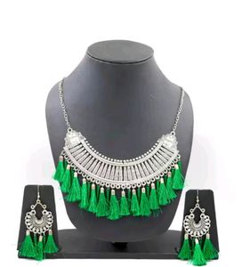 Swag India Oxidised Tassles Jewellery Set