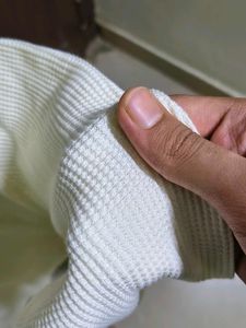 MAX Cream Waffle Textured Long Sleeve Henley Shirt