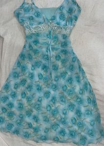 Prettiest Floral Blue Fairycore Dress