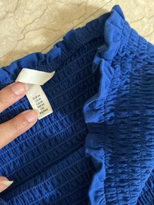 H&amp;M Blue Smocked Tube Top