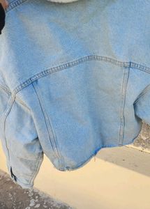 Zara Denim Jacket Women With Sherpa Collar