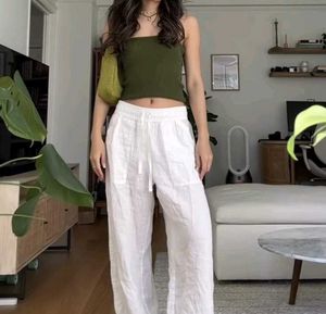 Pinterest White Linen Non Transparent Pants