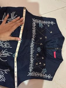 Navy Embellished Sleeveless Dress