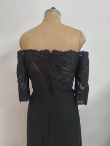 Elegant Black Lace Off-Shoulder Gown