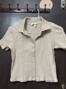 H&M Ribbed Cropped Shirt