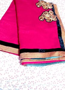 Elegant Pink Embroidered Saree