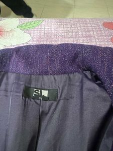 Floral Embroidered Purple Coat