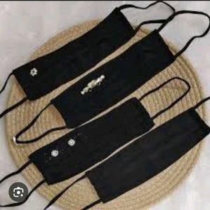 Black Embellished Face Masks