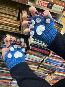Black Crochet Catpaw Fingerless Gloves