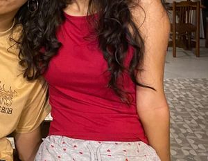 burgundy tank top