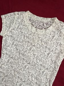 White Lace stretchable  Top