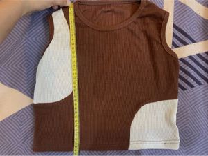 Brown &amp; White Crop Top