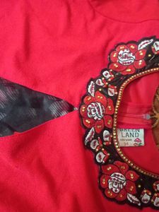 Girls Floral Dress - Red &amp; Black