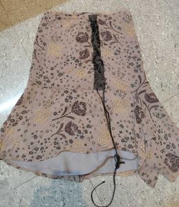 Y2k asymmetrical floral and leopard print skirt