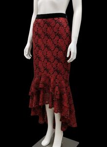 Red Lace Ruffle Skirt