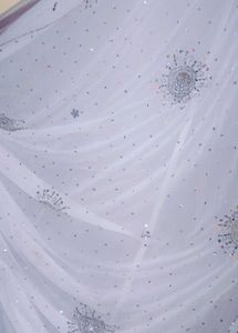 White Party Wear Sequence Saree