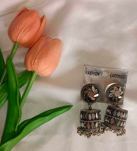 Mirror Jhumka Earrings