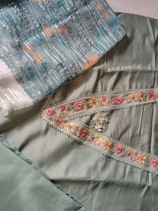 A Green Dress Material