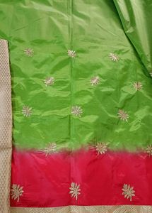 Elegant Green &amp; Red Saree