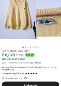 Lacoste Yellow Sweater