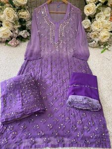 Mirror Work Chicken kari Kurti Set