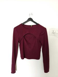 Burgundy Cutout Crop Top
