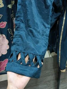 Teal Blue Kurti Pant Wedding Wear Set