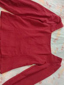Red Buttoned Long Sleeve Top