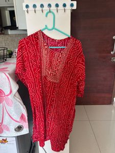 Red Embroidered Kurta