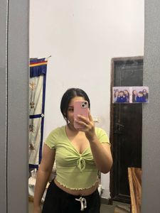 Cute Green Tie-Front Top