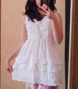 White Eyelet Dress With Free Bag