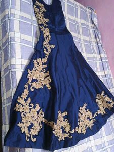 Elegant Blue Embroidered Gown