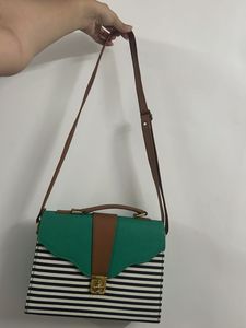 Stripes And Green Shoulder/Sling/Hand Bag