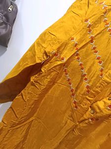 Mustard Embroidered Kurta