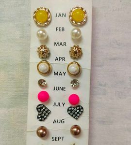 Cute Monthly Stud Earring Set