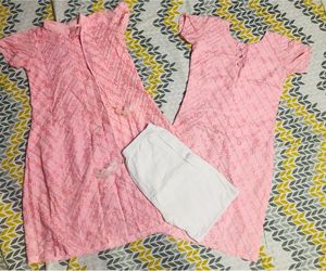Pink Eyelet Sequence Kurta Set