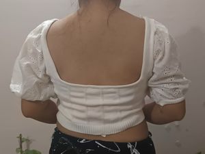 Zara White Puff Sleeve Top