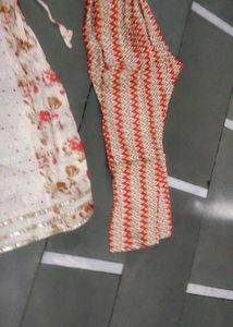 Chikankari Frock Pant Dupatta Set