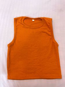 Orange Ribbed Tank Top
