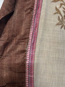 Brown Embroidered Kurta set with madhubani dupatta
