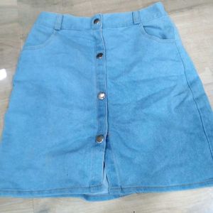 Denim Button-Front Skirt