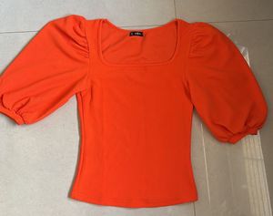 SHEIN Puff Sleeves Top 🍊