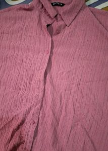 Pink Textured Button-Up Shirt