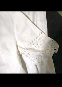 Lace Trim White Blouse